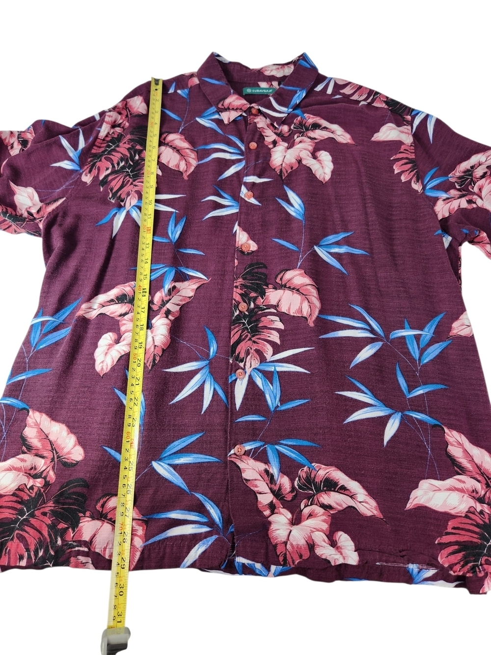 Cubavera Tropical Floral Camp Shirt XXL Purple Pink Blue Flowy Viscose Hawaiian - Picture 10 of 11